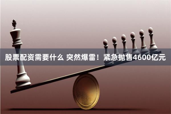 股票配资需要什么 突然爆雷！紧急抛售4600亿元