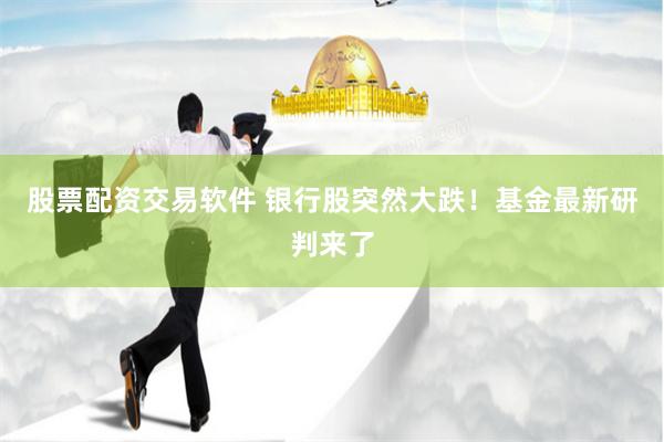 股票配资交易软件 银行股突然大跌！基金最新研判来了